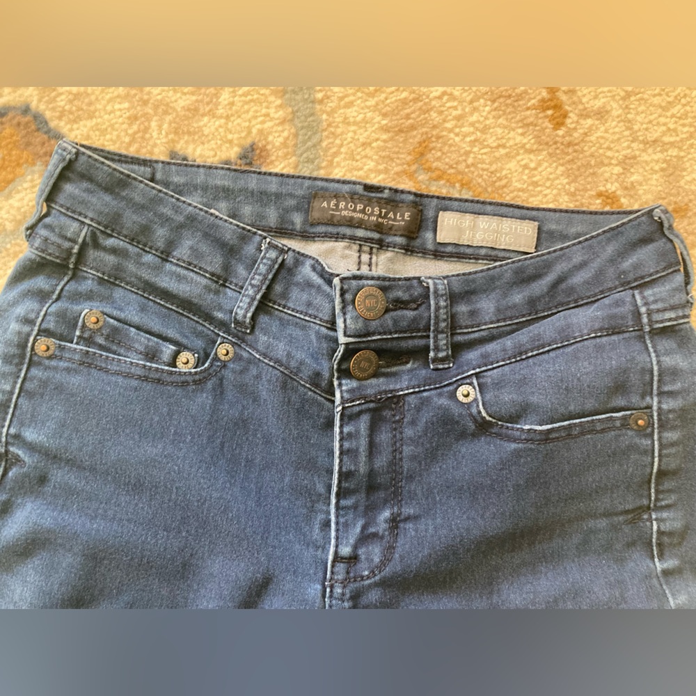 Aeropostale navy blue denim high waisted jegging - Size 2 reg - Picture 4 of 4